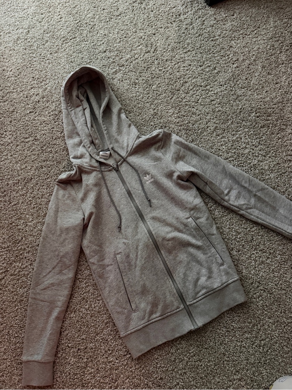 adidas Women's Light Gray Zip-Up Hoodie Jacket